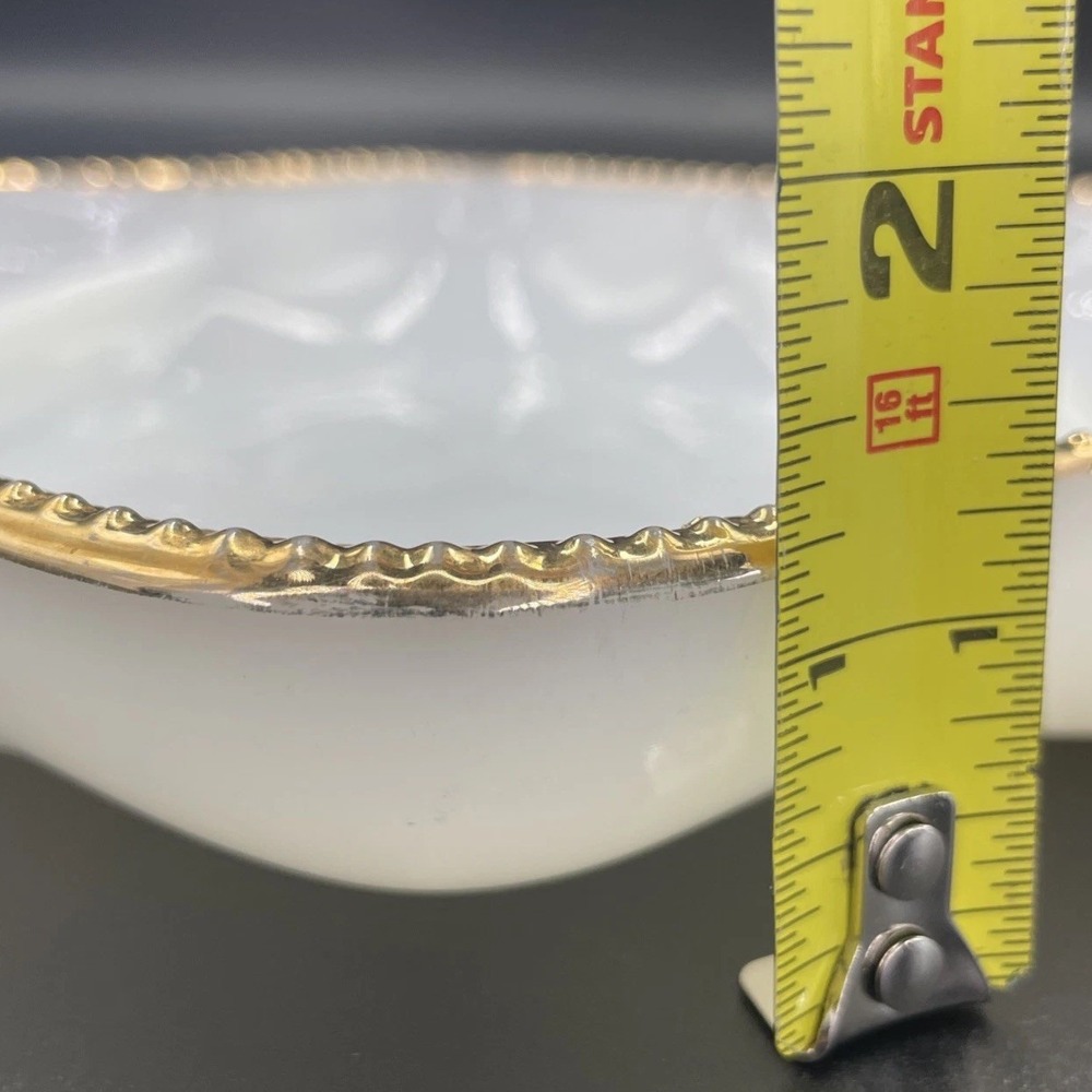Vintage Fire King Milk Glass Divided Dish Cottage-MCM Gold Trim Oven Serve - Picture 15 of 15